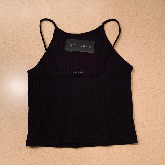 Black Ribbed Crop Top - Picture 2 of 3